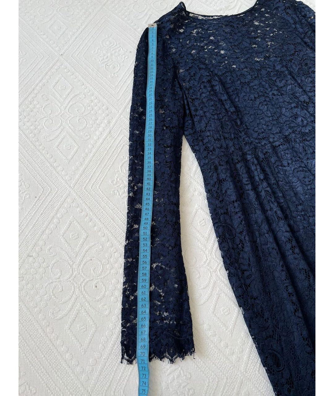 DOLCE&GABBANA Темно-синее кружевное вечернее платье, фото 7