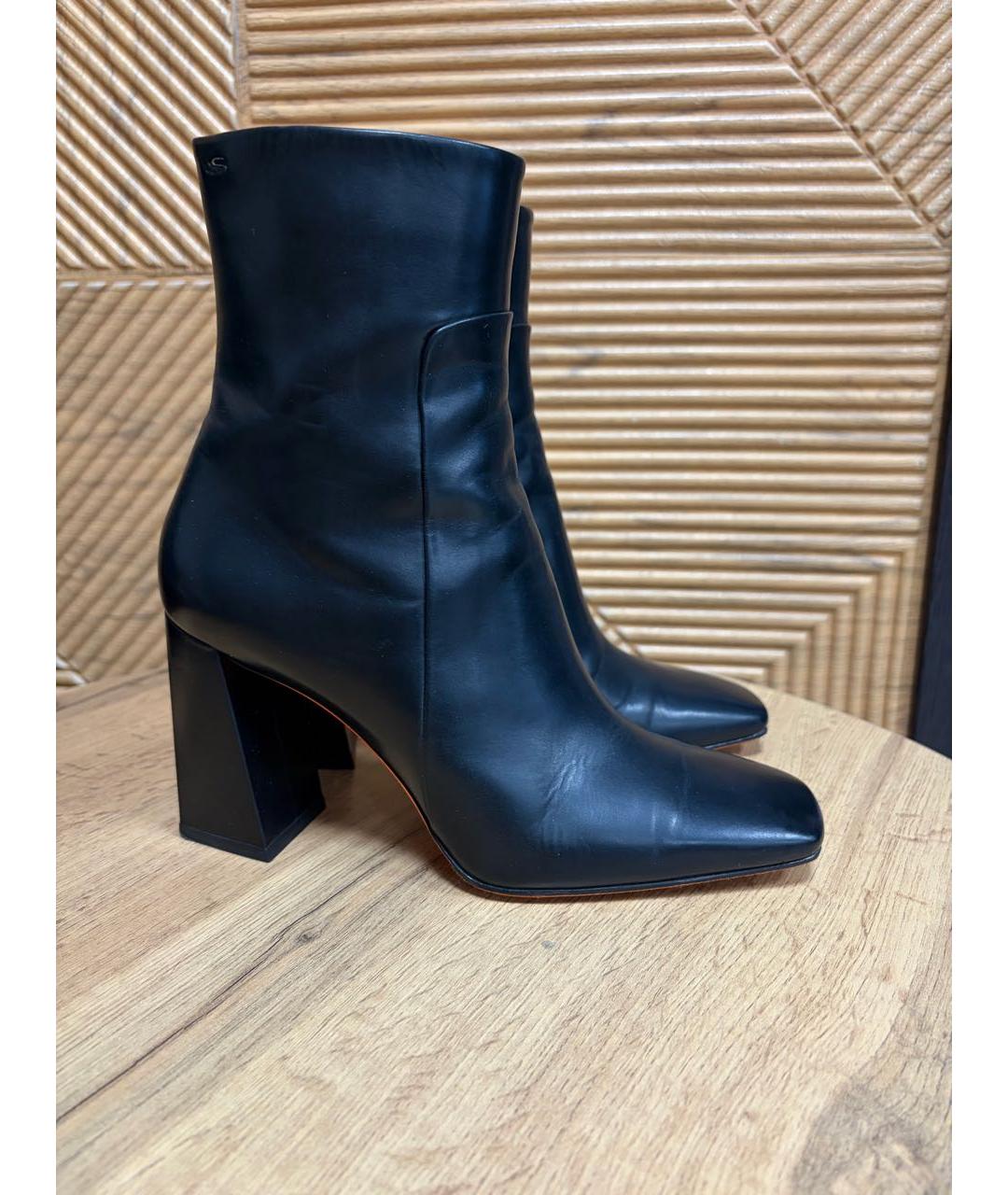 SANTONI Черные кожаные ботильоны, фото 5