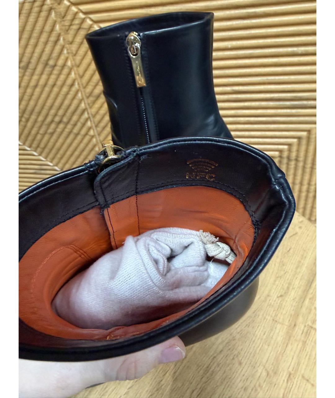 SANTONI Черные кожаные ботильоны, фото 3