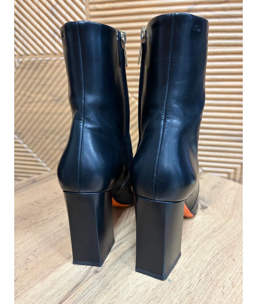SANTONI Черные кожаные ботильоны, фото 6