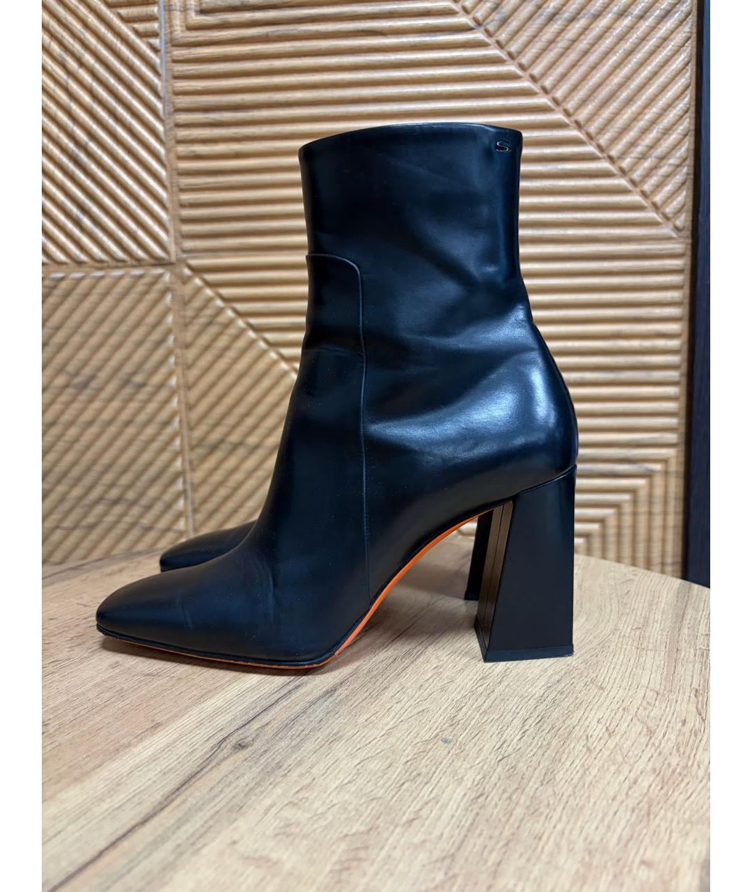 SANTONI Черные кожаные ботильоны, фото 8