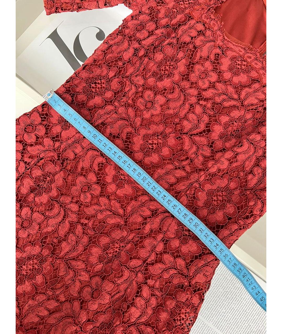 DOLCE&GABBANA Бордовое кружевное коктейльное платье, фото 8
