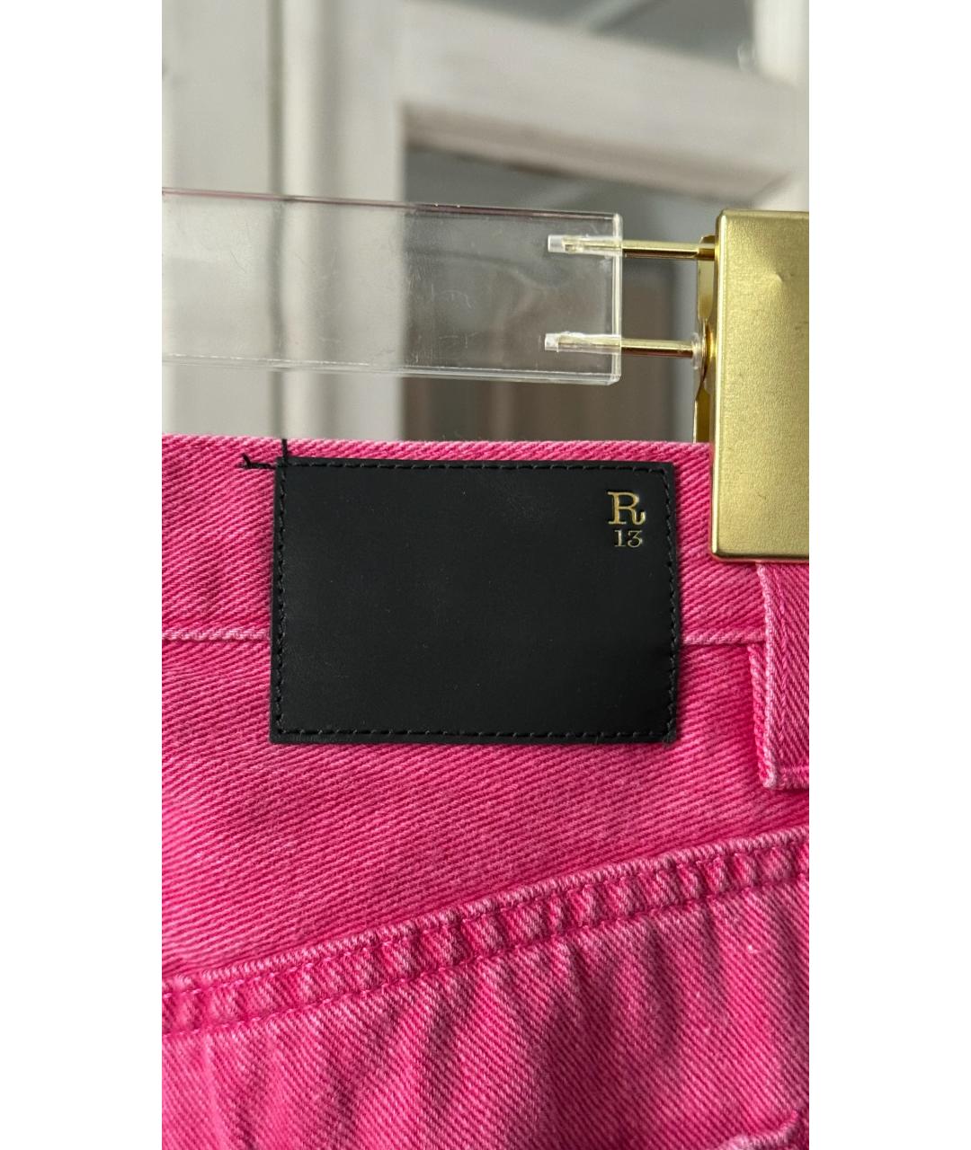 R13 Розовые хлопковые прямые джинсы, фото 3