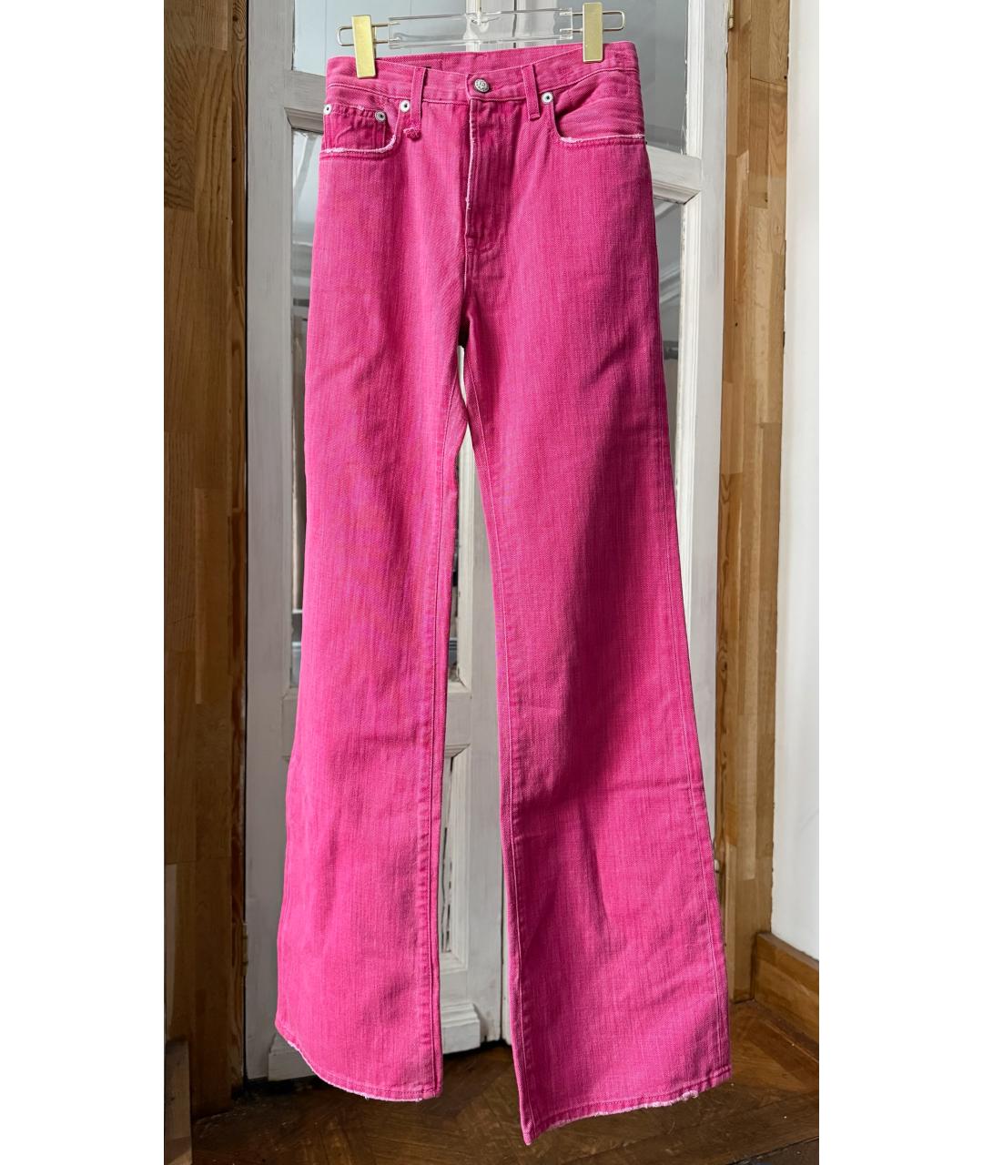 R13 Розовые хлопковые прямые джинсы, фото 5