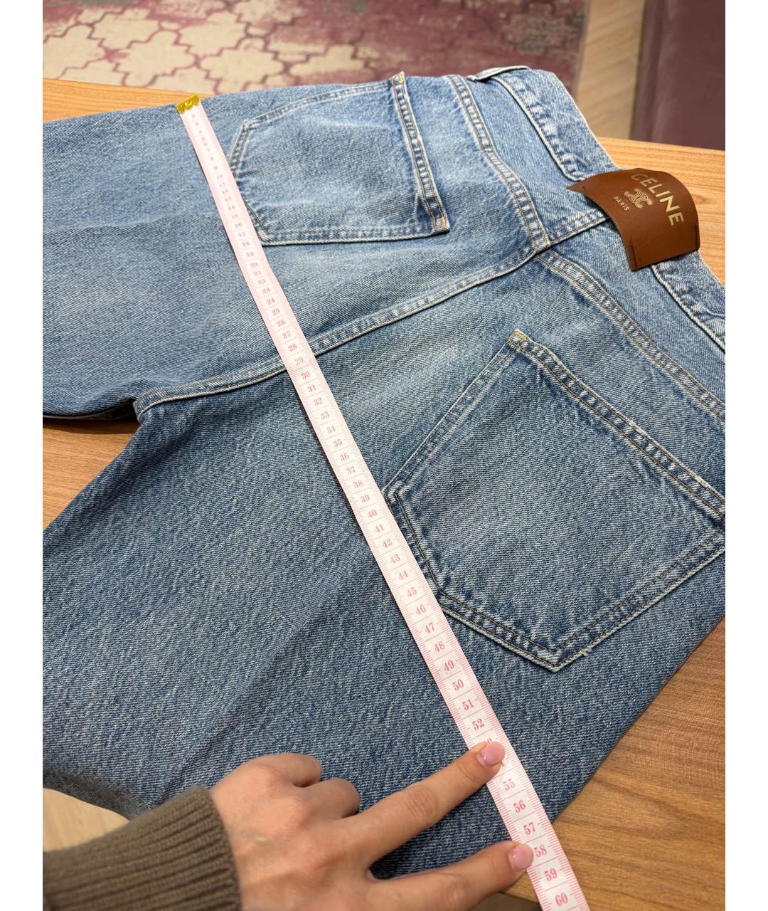 CELINE Синие хлопковые прямые джинсы, фото 4