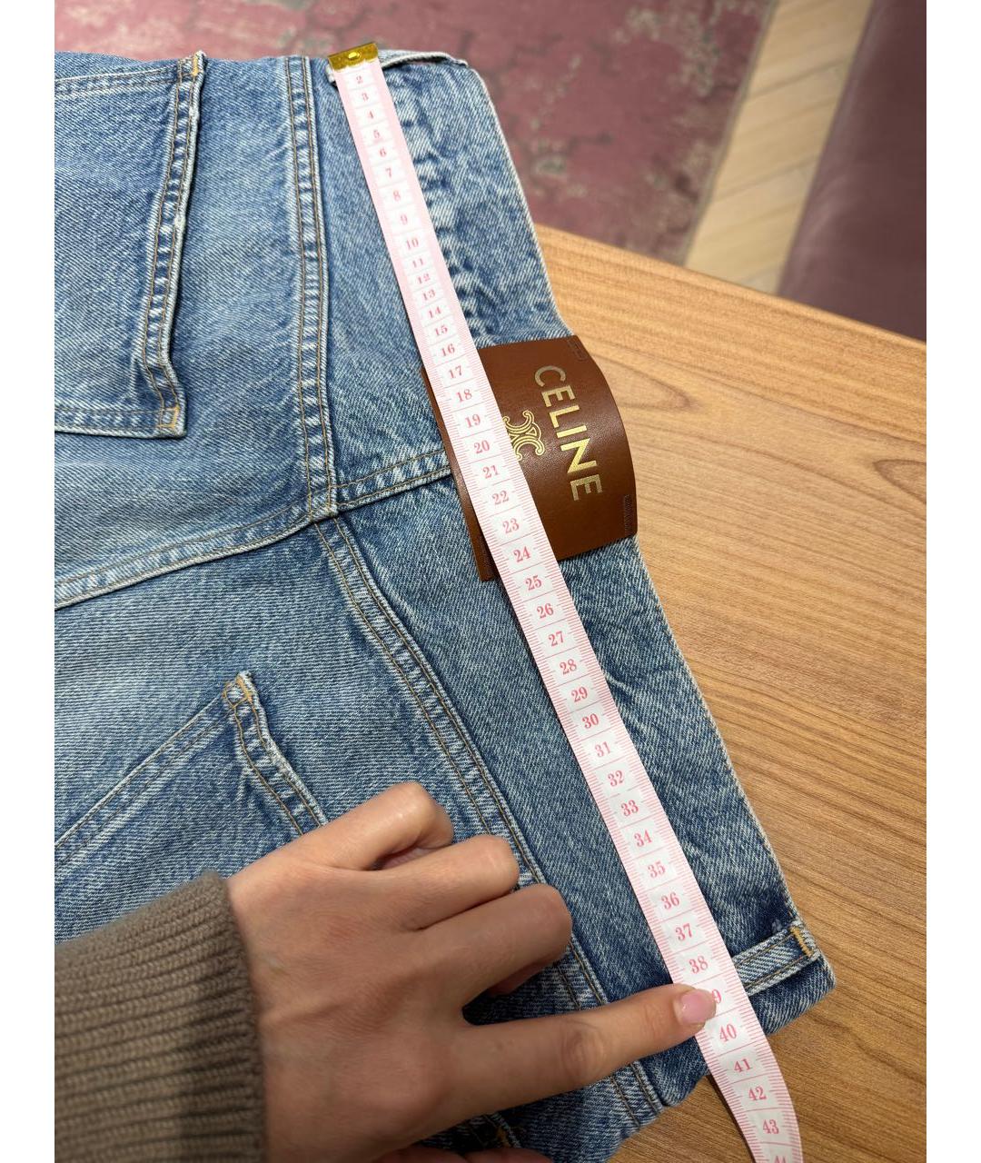 CELINE Синие хлопковые прямые джинсы, фото 3