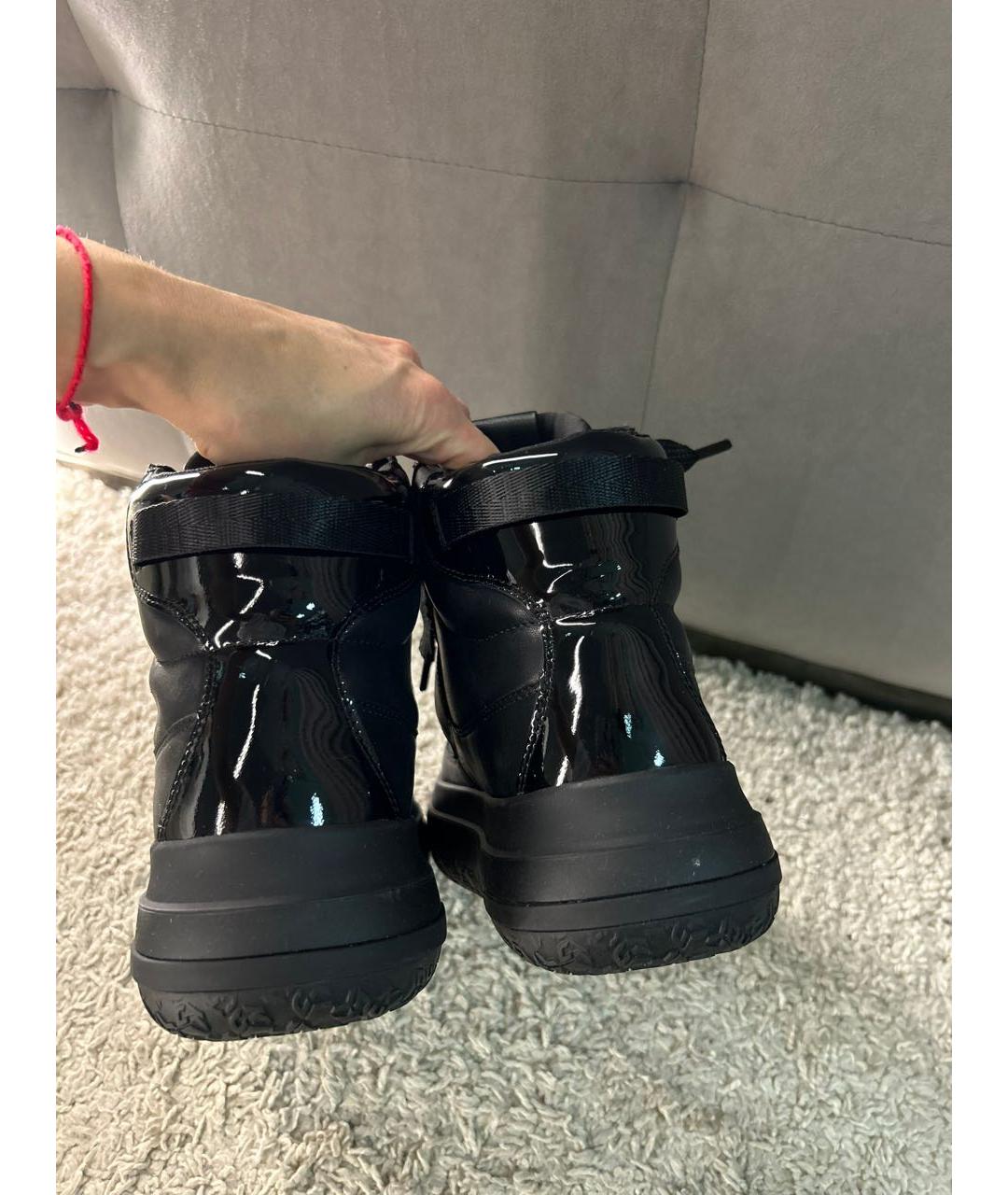 KARL LAGERFELD Черные кожаные высокие кроссовки / кеды, фото 6