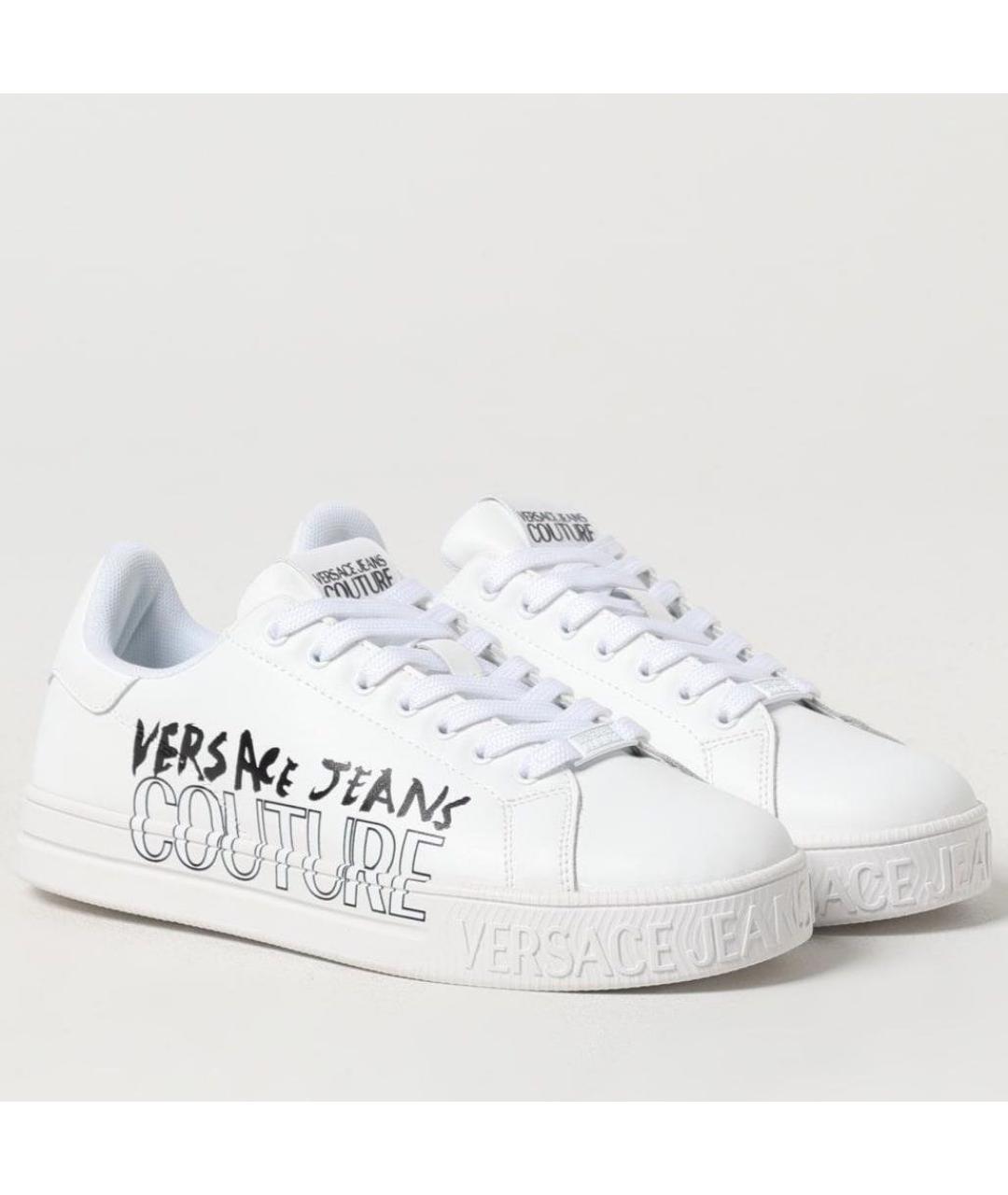 VERSACE JEANS COUTURE Белые кожаные низкие кроссовки / кеды, фото 2