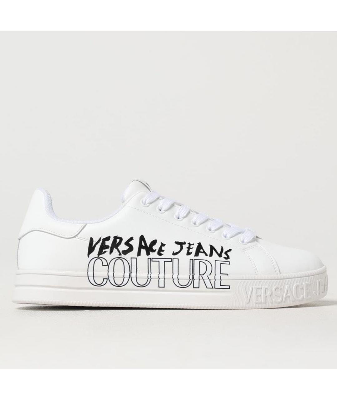 VERSACE JEANS COUTURE Белые кожаные низкие кроссовки / кеды, фото 9