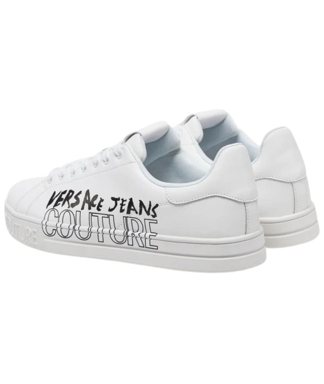 VERSACE JEANS COUTURE Белые кожаные низкие кроссовки / кеды, фото 4