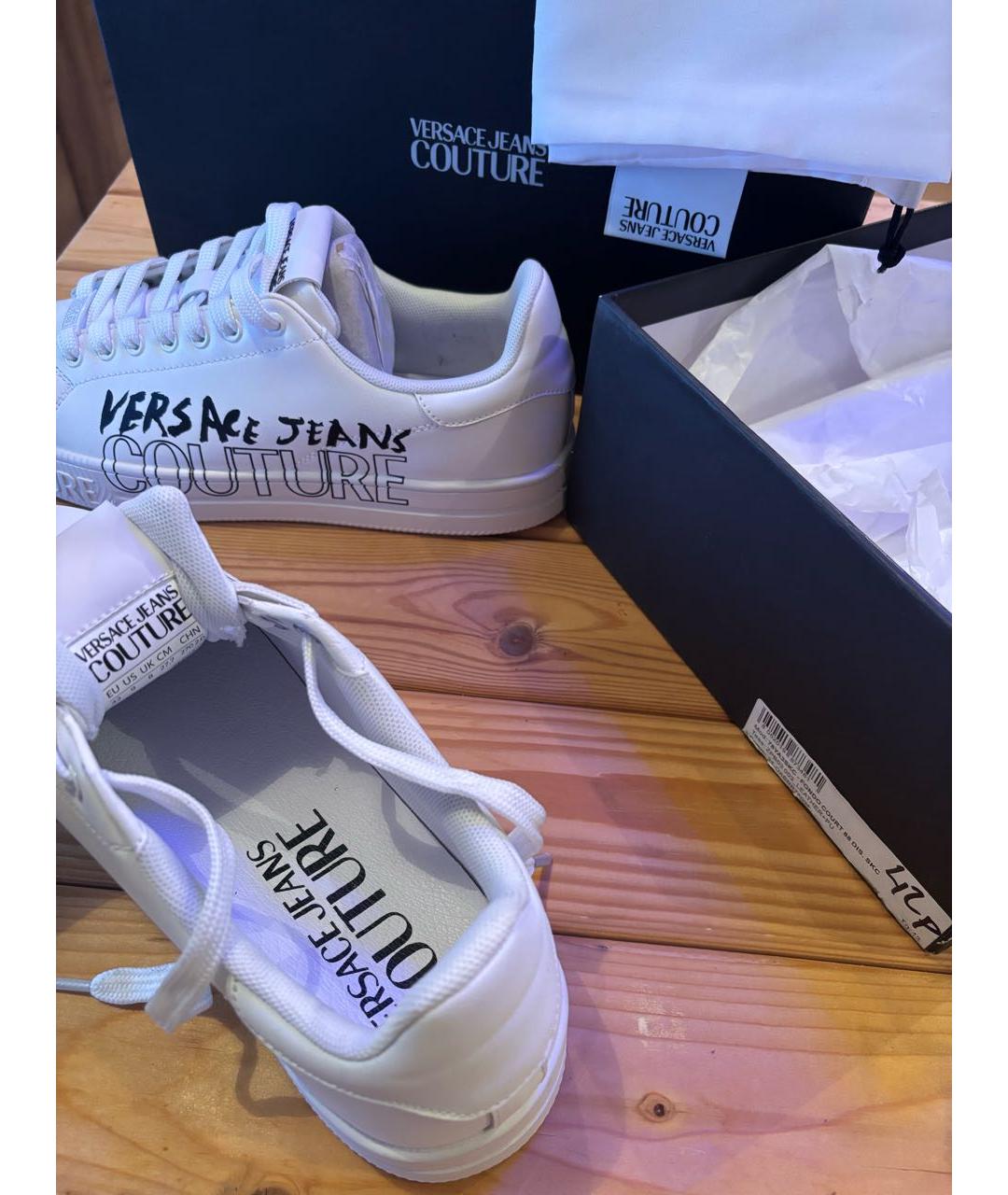 VERSACE JEANS COUTURE Белые кожаные низкие кроссовки / кеды, фото 7