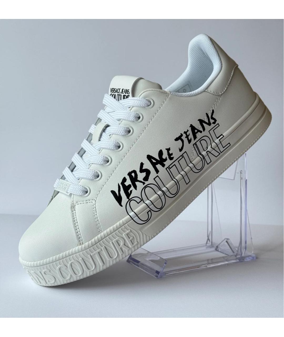 VERSACE JEANS COUTURE Белые кожаные низкие кроссовки / кеды, фото 3