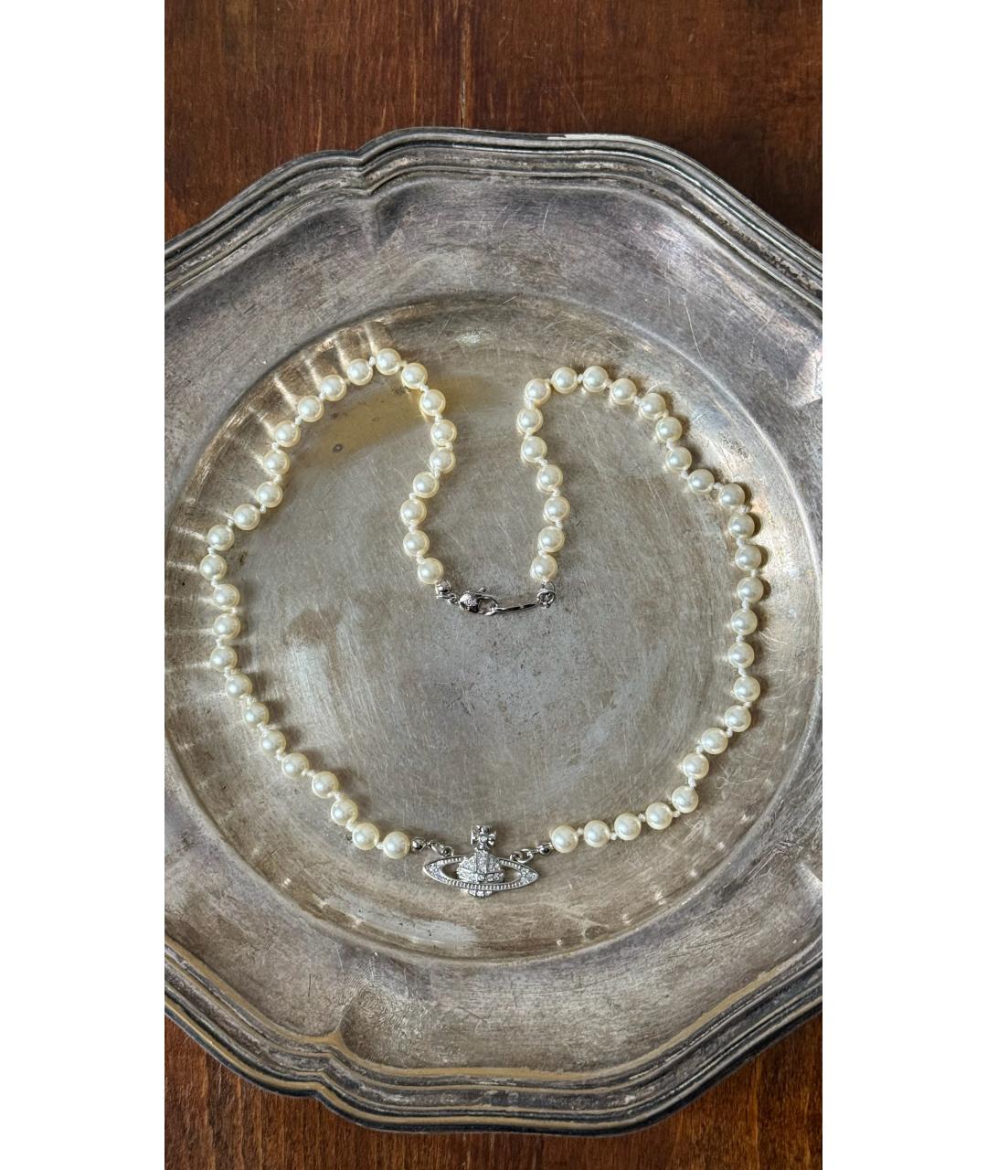 VIVIENNE WESTWOOD Бежевое жемчужное колье, фото 5