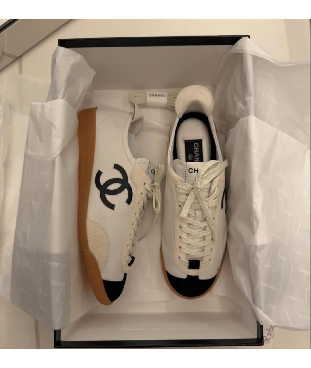 CHANEL Белые кожаные кеды, фото 3