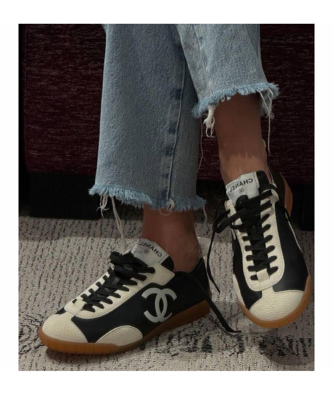 CHANEL Черные кожаные кеды, фото 3