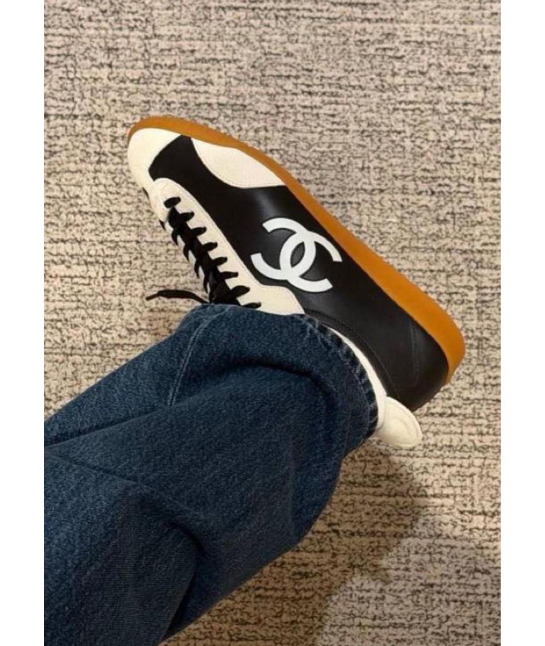 CHANEL Черные кожаные кеды, фото 2