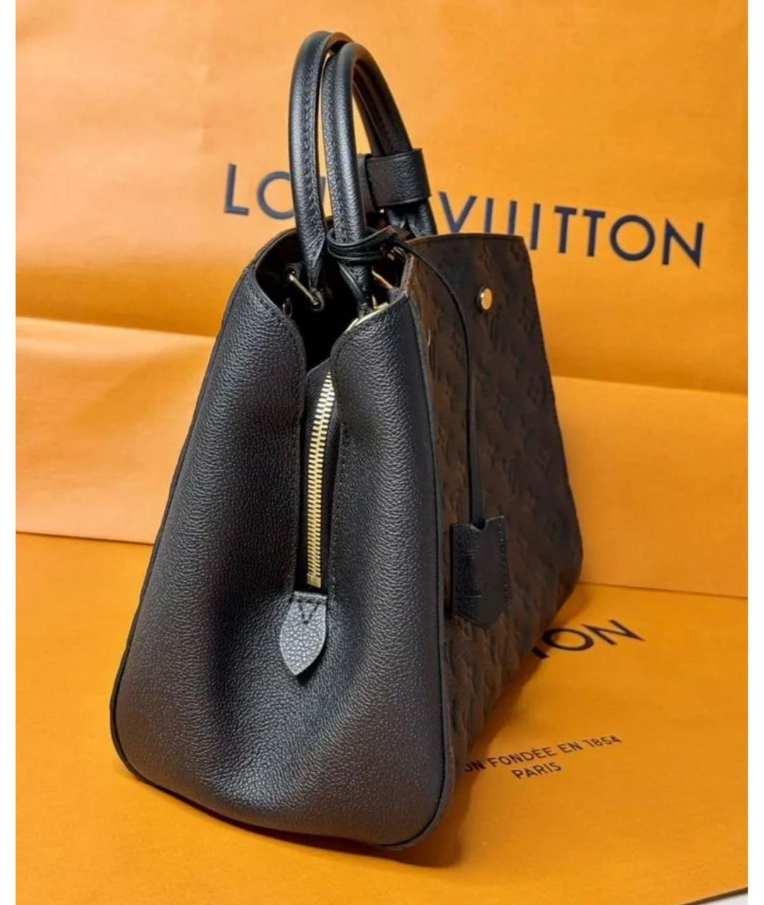 LOUIS VUITTON Черная кожаная сумка тоут, фото 2