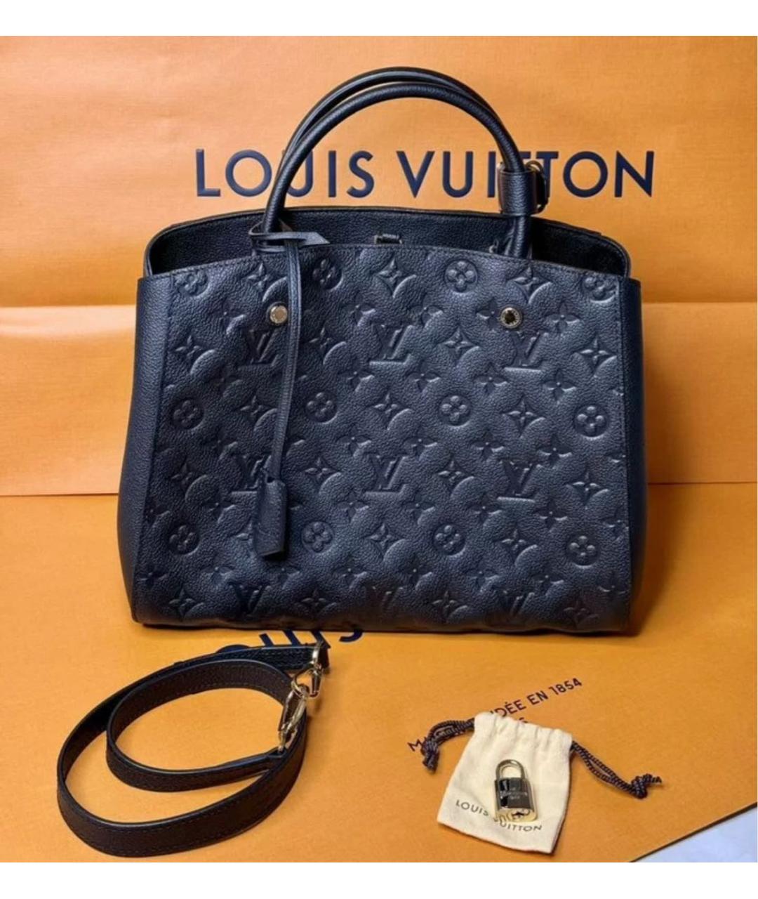 LOUIS VUITTON Черная кожаная сумка тоут, фото 7