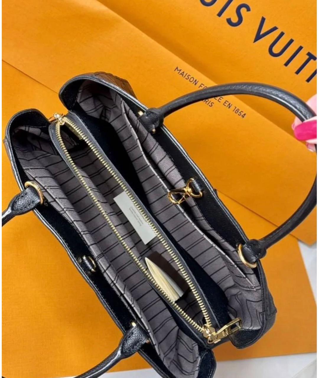 LOUIS VUITTON Черная кожаная сумка тоут, фото 3