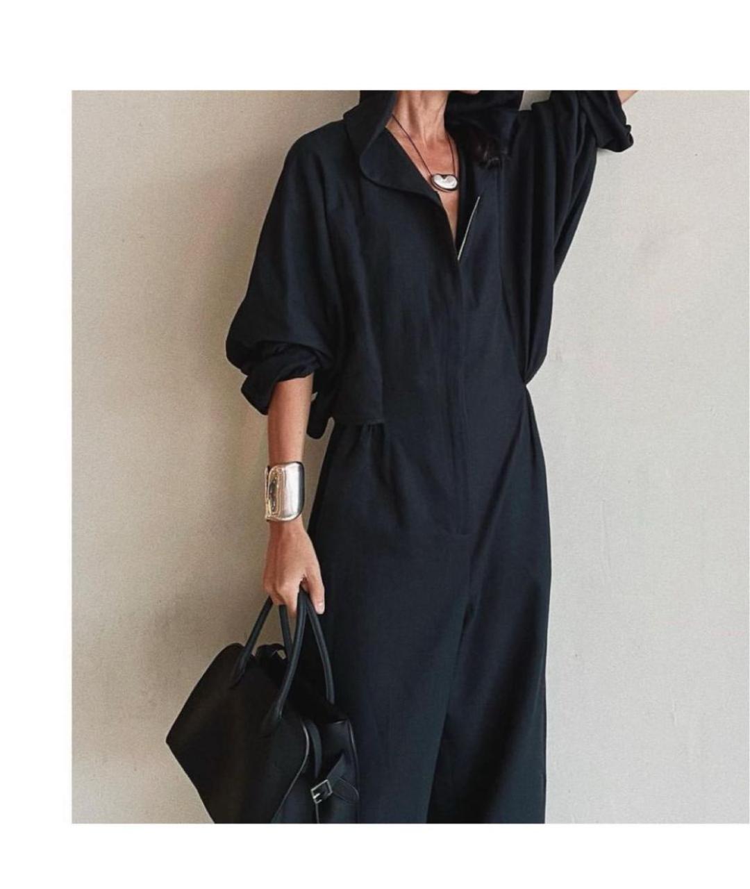 THE ROW Черный хлопковый комбинезон, фото 7