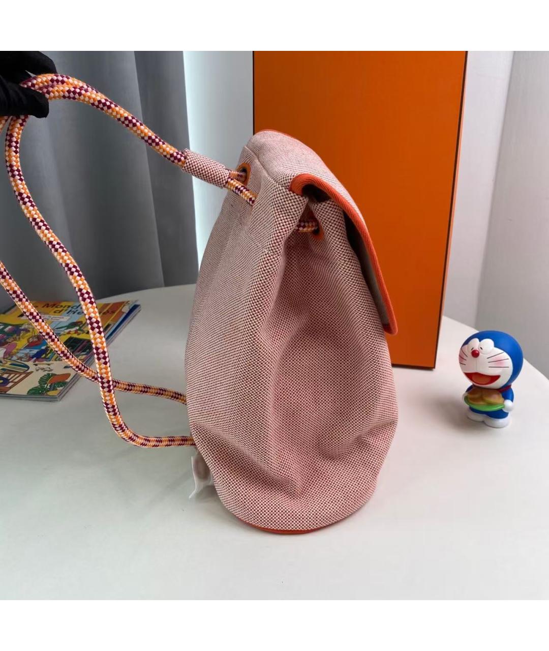 HERMES Оранжевый тканевый рюкзак, фото 4