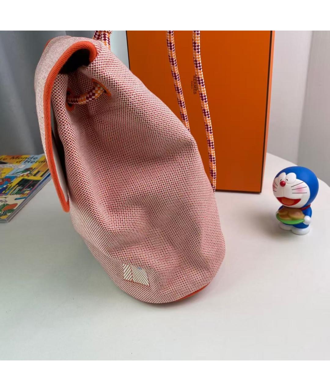 HERMES Оранжевый тканевый рюкзак, фото 5