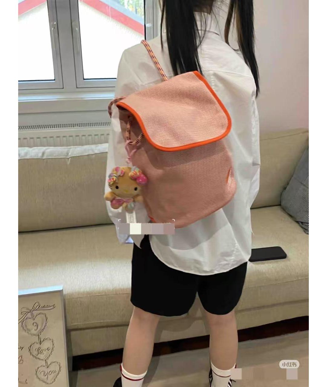 HERMES Оранжевый тканевый рюкзак, фото 7