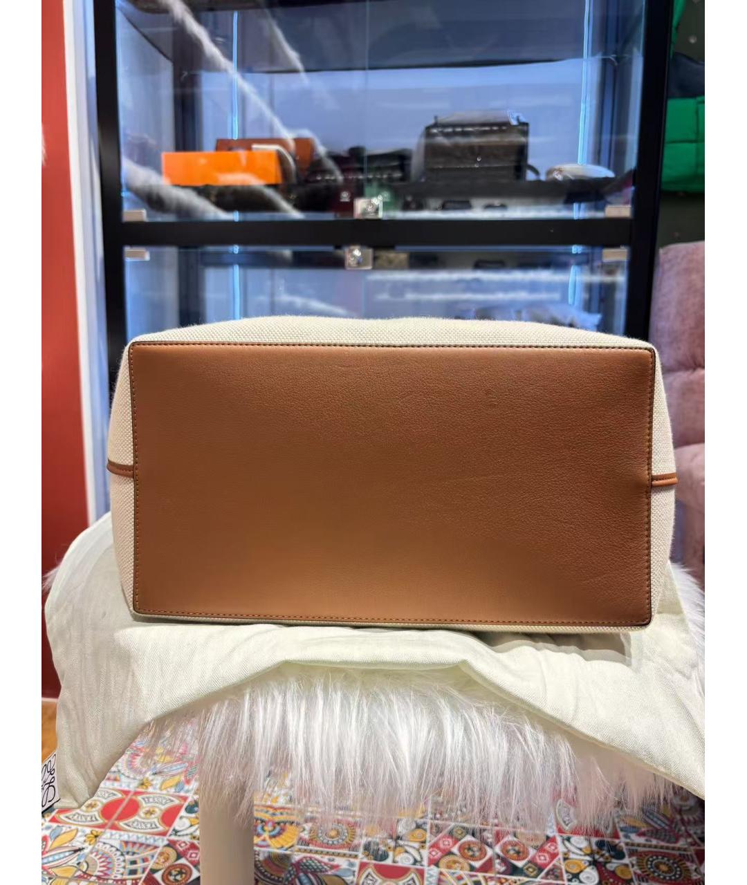 LOEWE Бежевая тканевая сумка тоут, фото 6