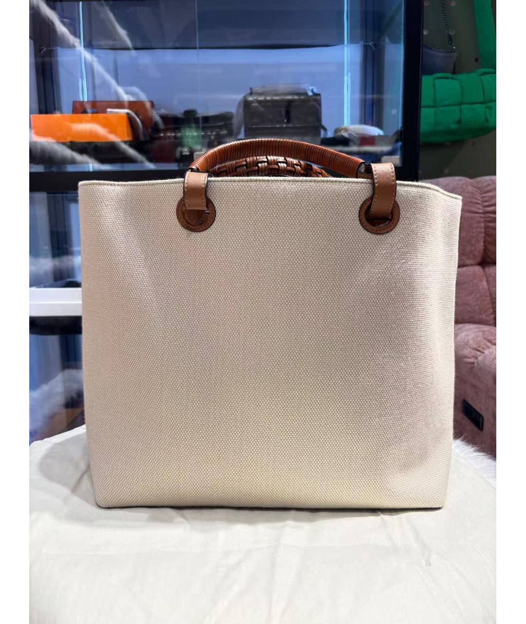 LOEWE Бежевая тканевая сумка тоут, фото 3