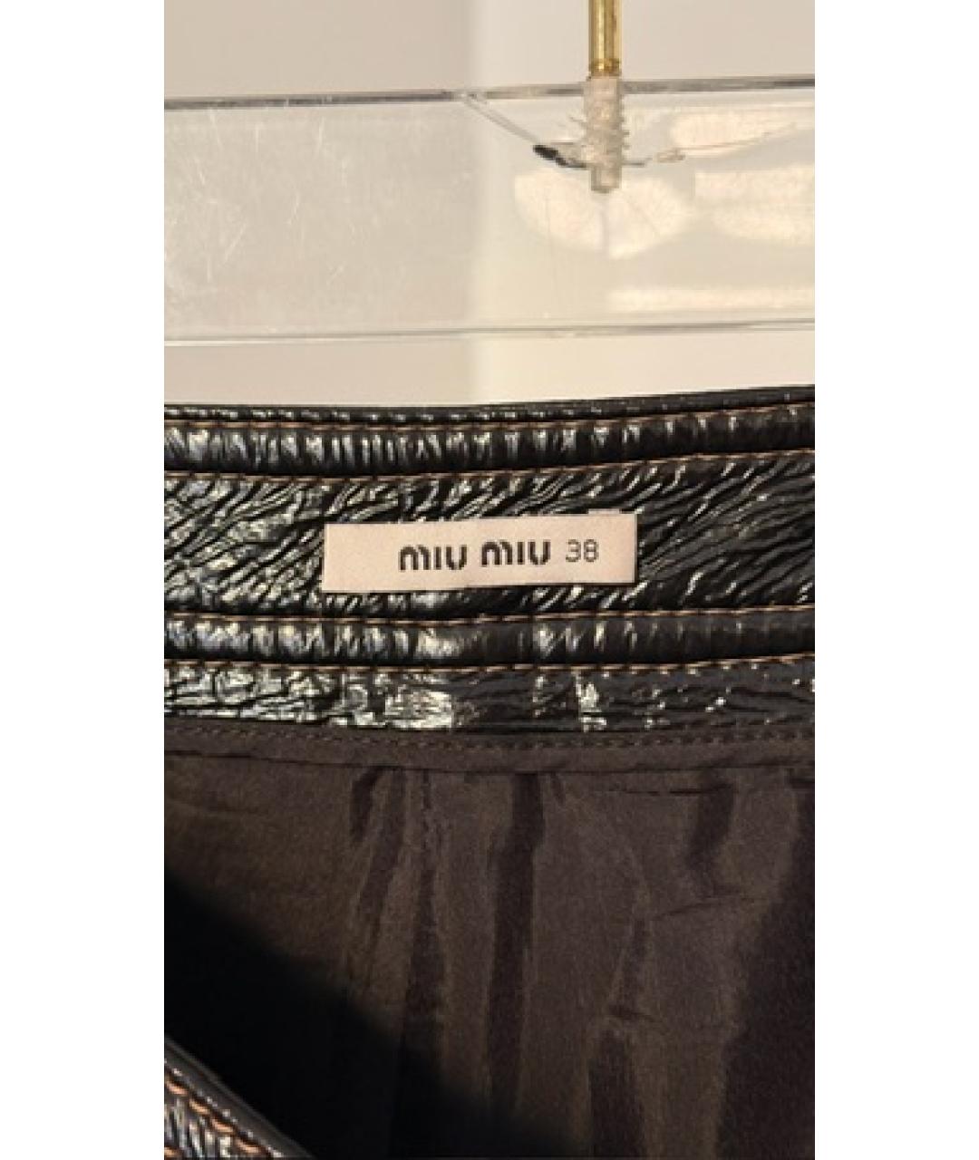 MIU MIU Черная кожаная юбка макси, фото 4