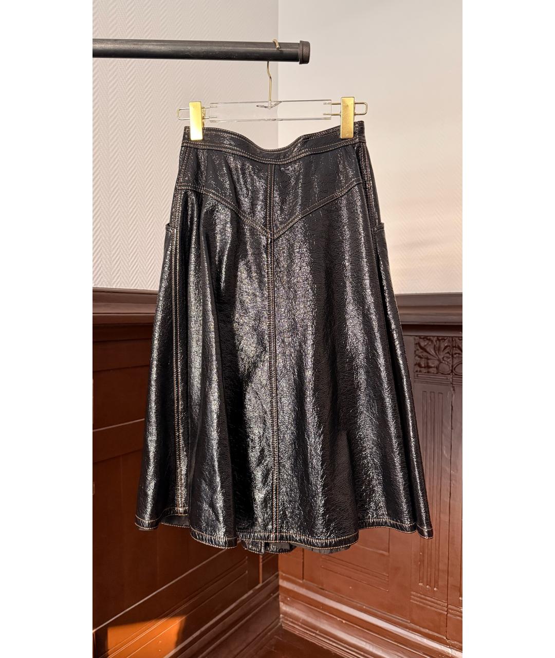 MIU MIU Черная кожаная юбка макси, фото 2