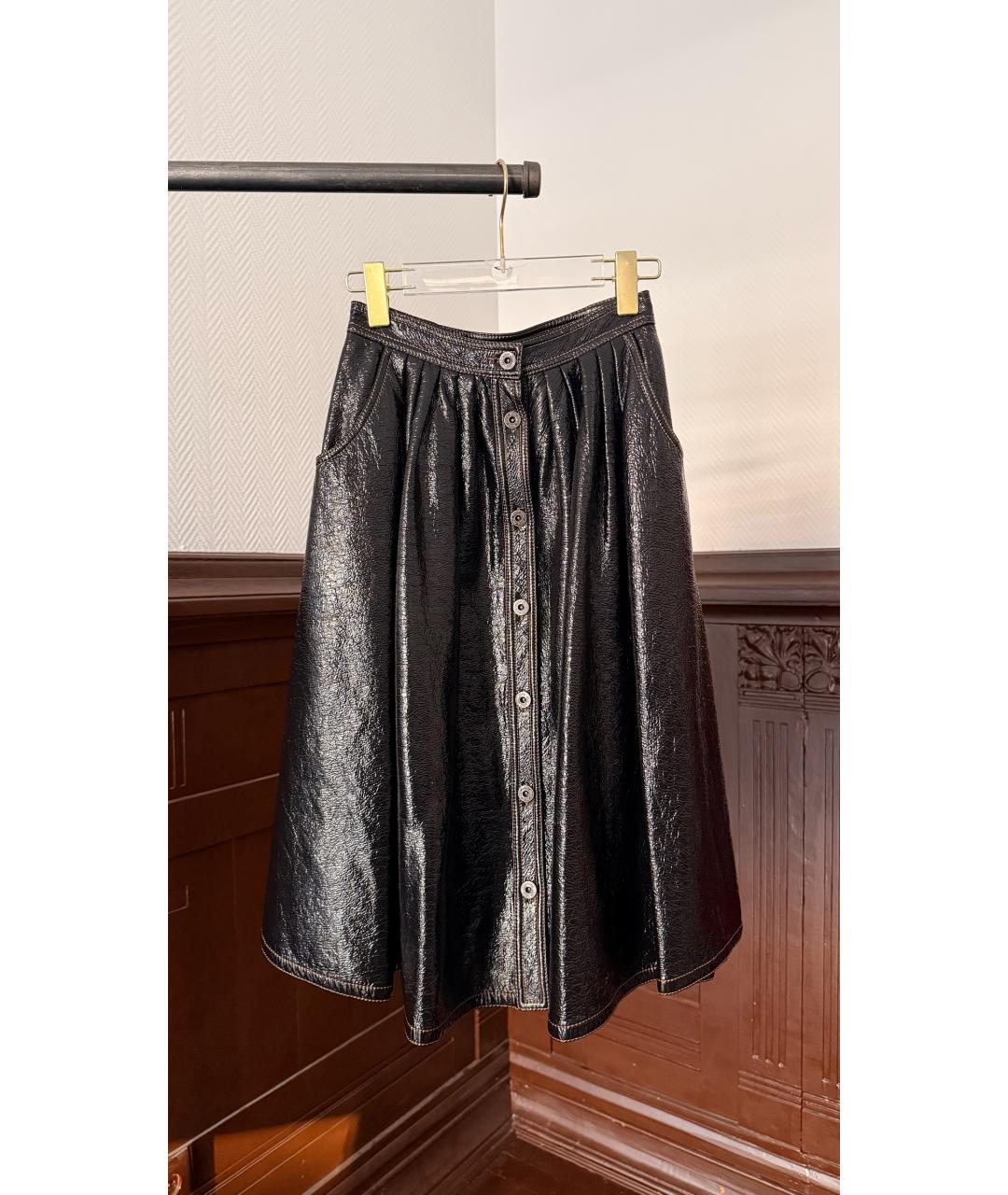 MIU MIU Черная кожаная юбка макси, фото 6