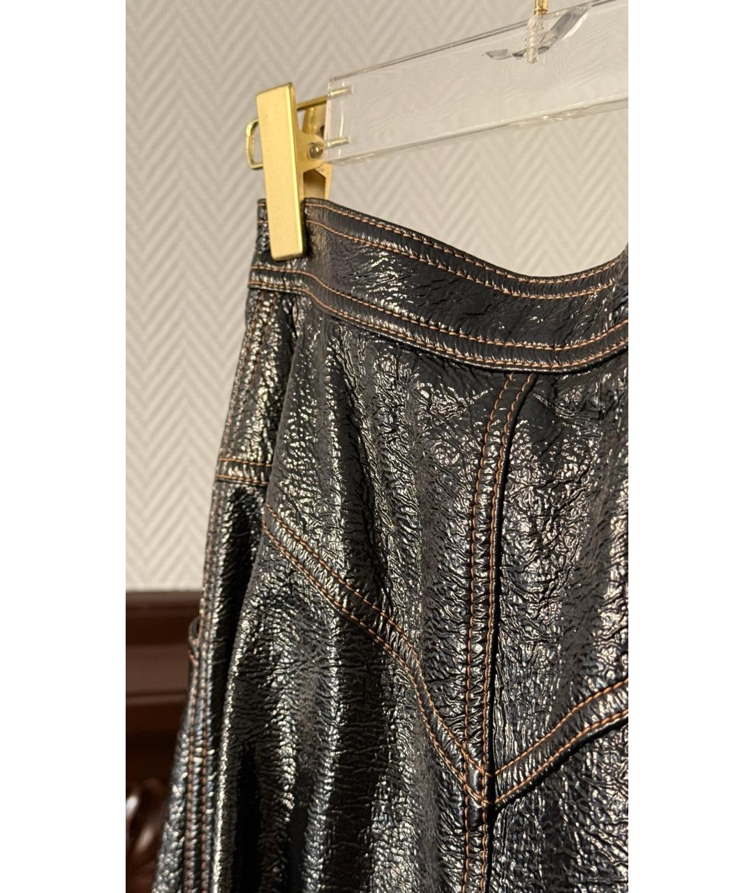 MIU MIU Черная кожаная юбка макси, фото 3