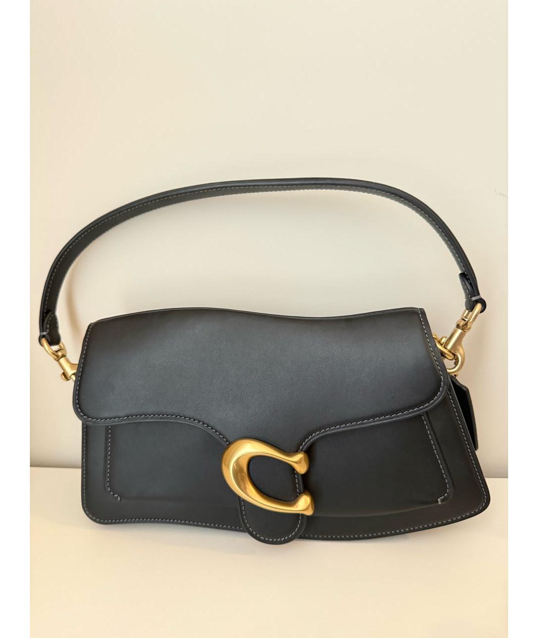 COACH Черная кожаная сумка с короткими ручками, фото 9