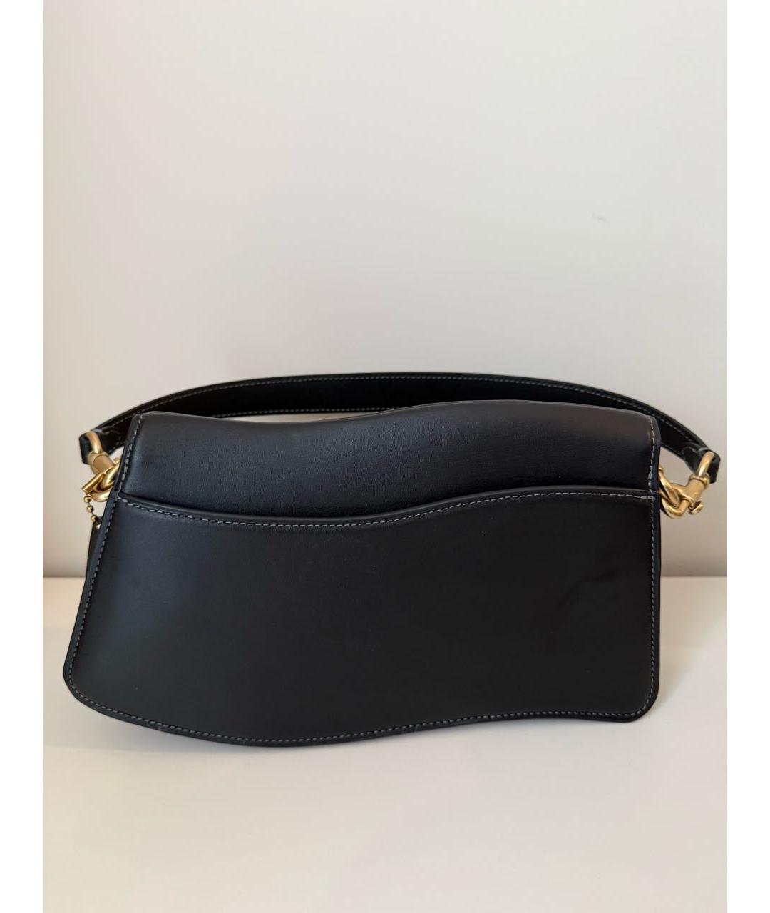 COACH Черная кожаная сумка с короткими ручками, фото 3