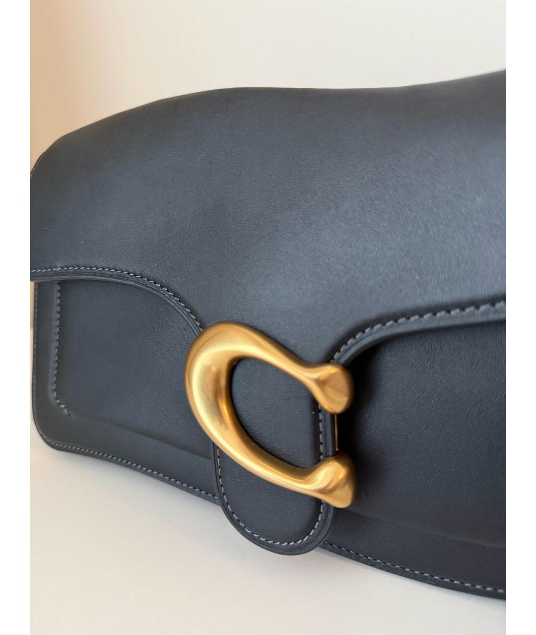 COACH Черная кожаная сумка с короткими ручками, фото 7