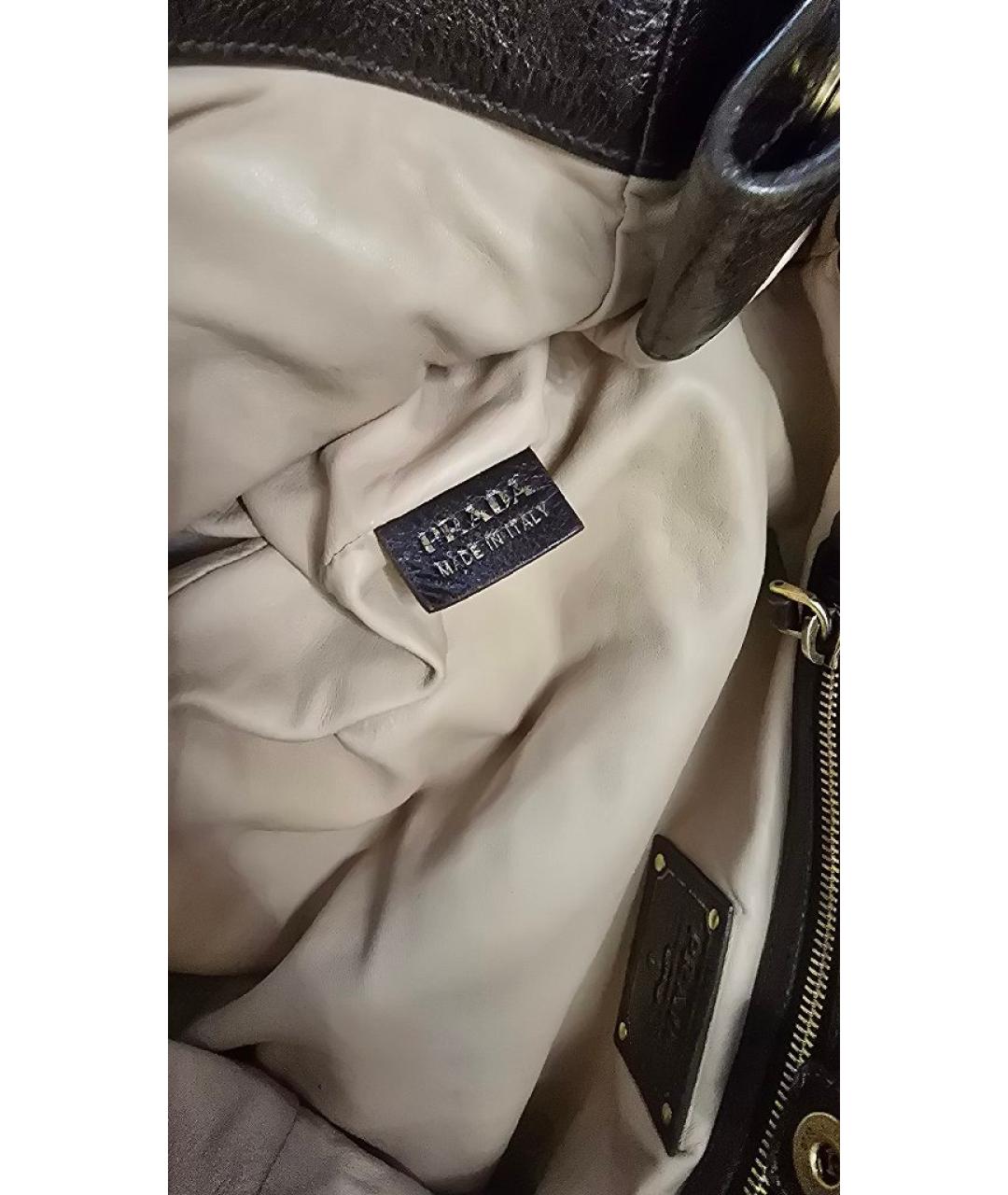 PRADA Коричневая кожаная сумка с короткими ручками, фото 7