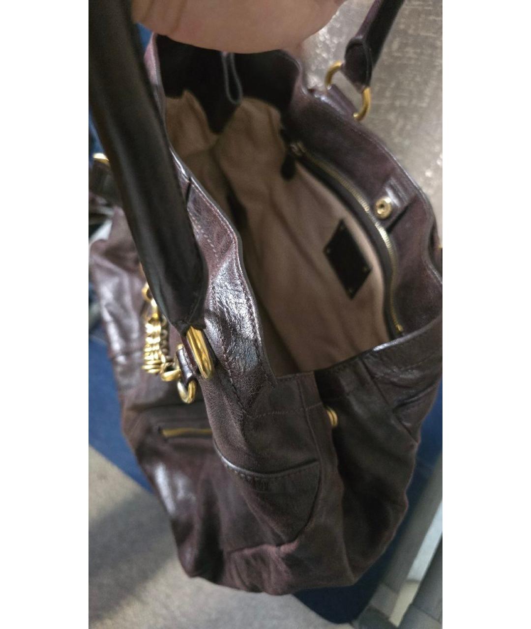 PRADA Коричневая кожаная сумка с короткими ручками, фото 4