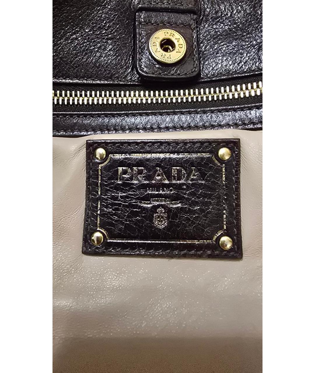 PRADA Коричневая кожаная сумка с короткими ручками, фото 6