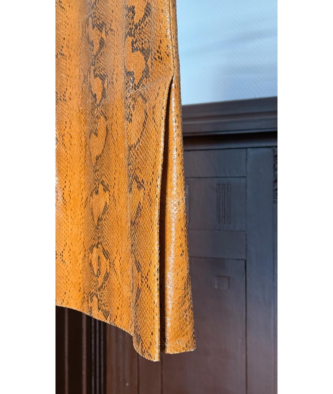 MARNI Оранжевая кожаная юбка миди, фото 5