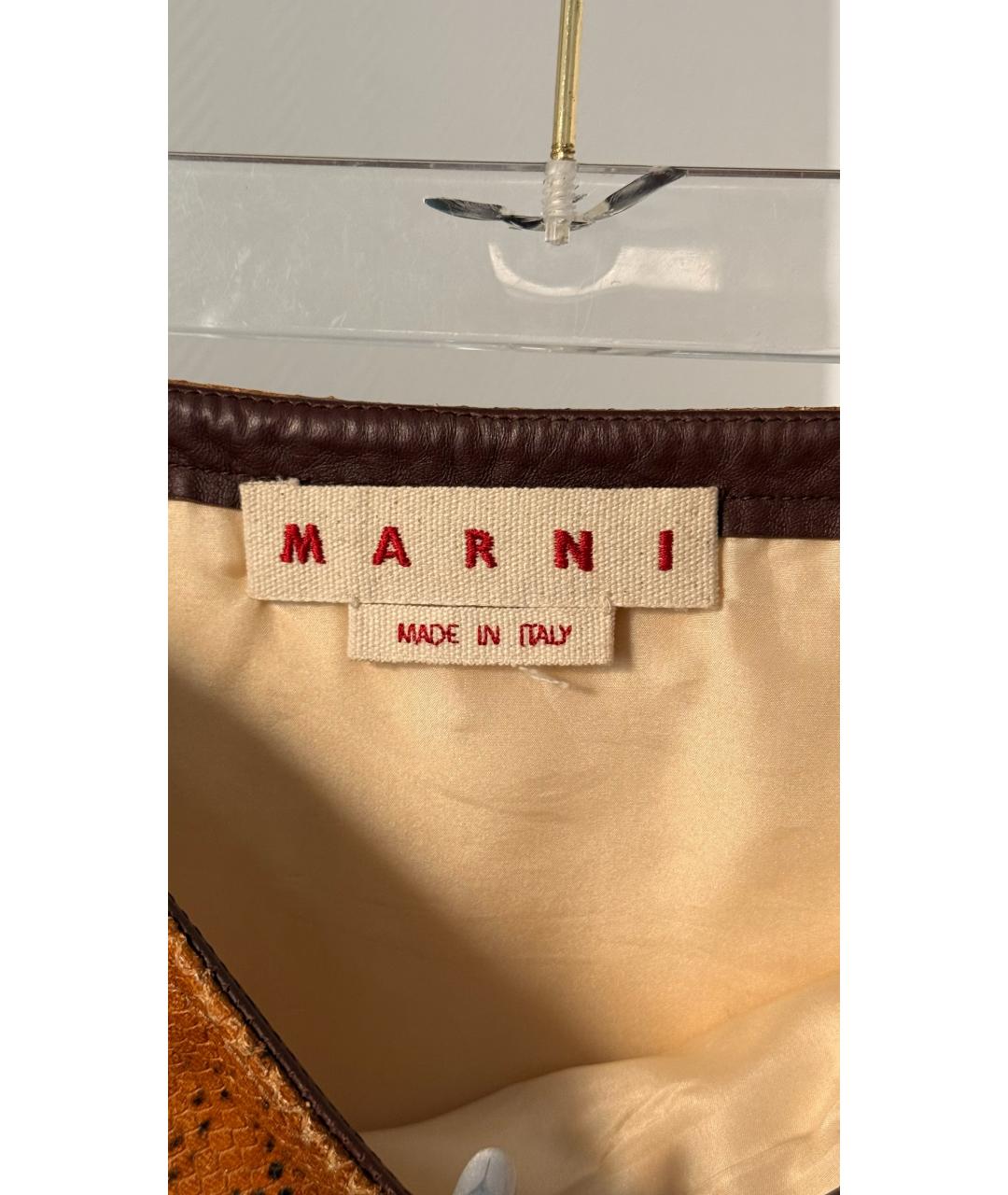 MARNI Оранжевая кожаная юбка миди, фото 4