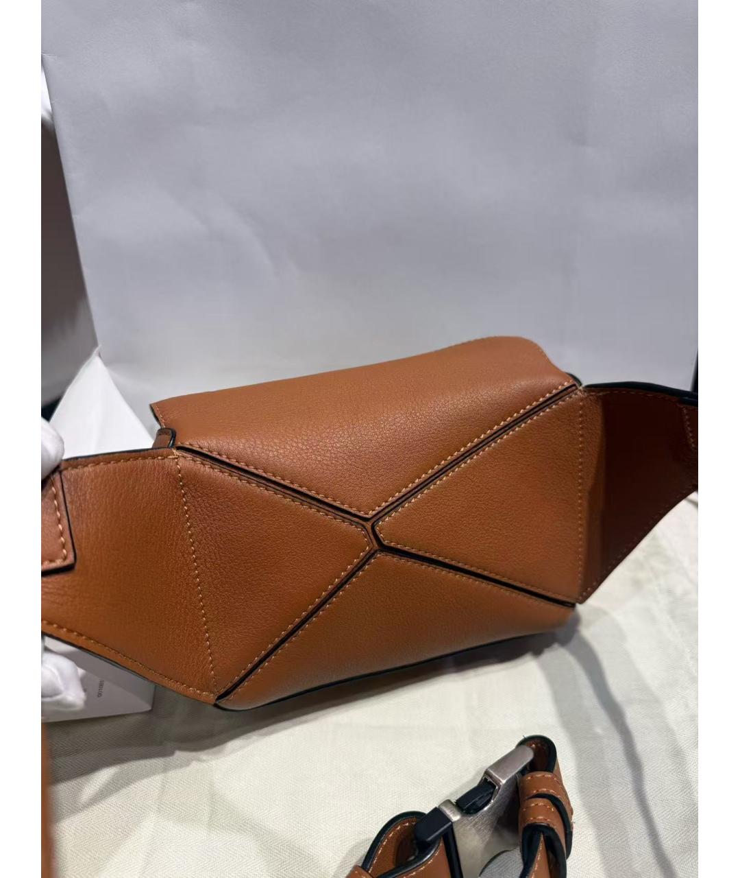 LOEWE Коричневая кожаная сумка с короткими ручками, фото 3