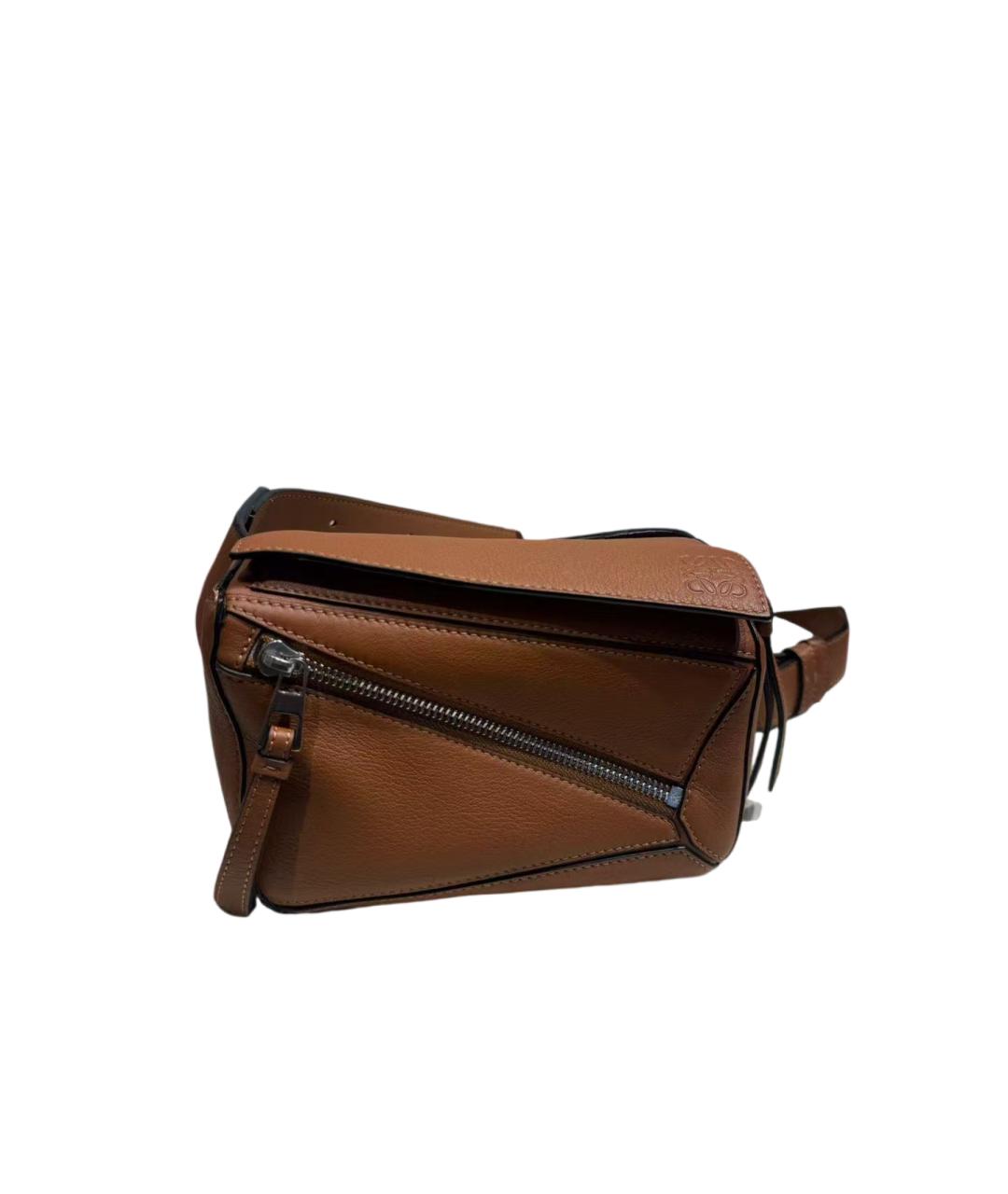 LOEWE Коричневая кожаная сумка с короткими ручками, фото 7