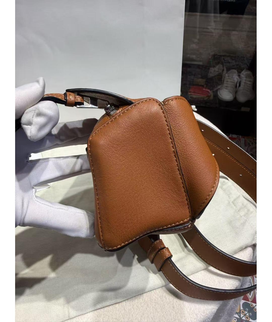 LOEWE Коричневая кожаная сумка с короткими ручками, фото 5