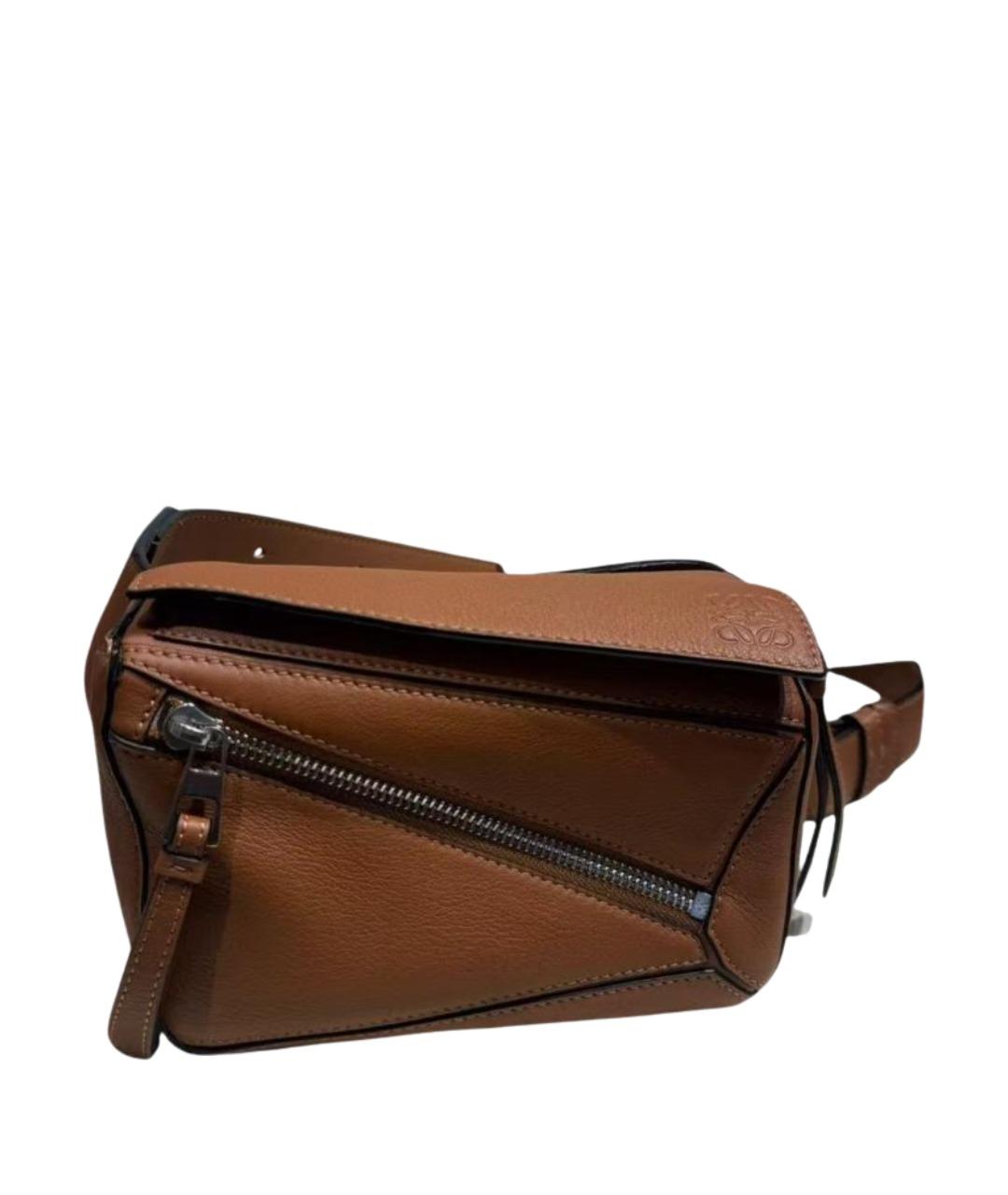 LOEWE Коричневая кожаная сумка с короткими ручками, фото 1