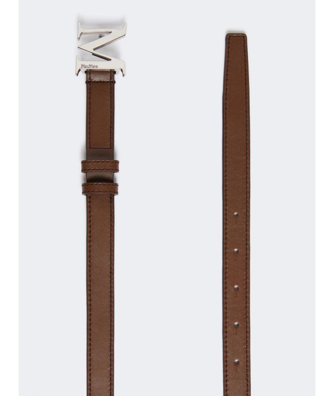 MAX MARA Коричневый кожаный ремень, фото 2