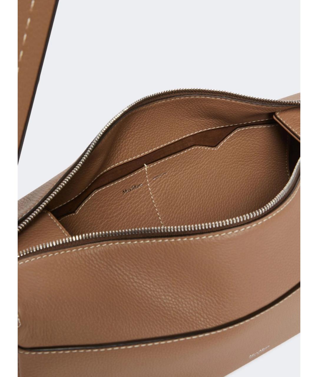 MAX MARA Коричневая кожаная сумка через плечо, фото 5