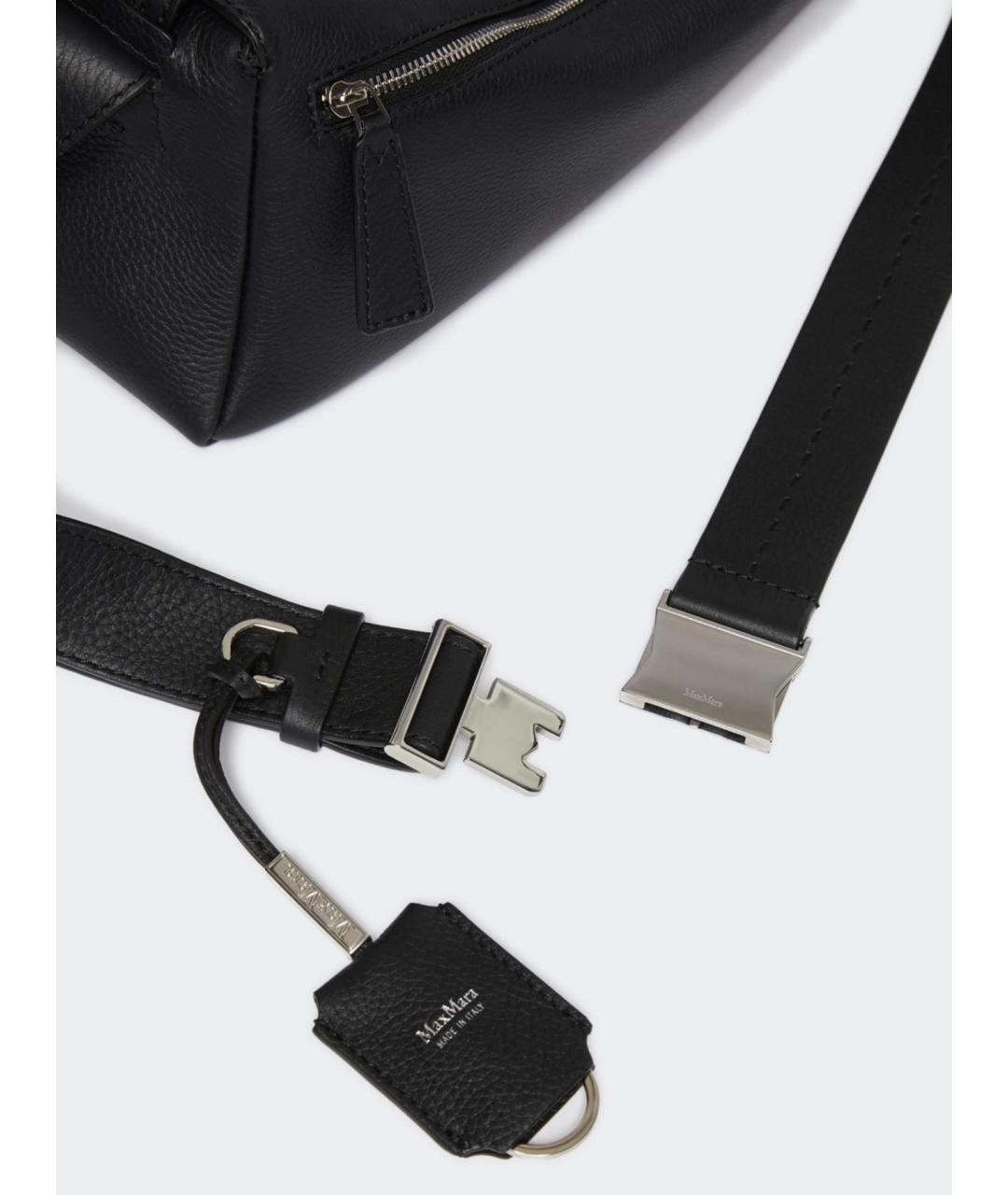 MAX MARA Черная кожаная сумка через плечо, фото 5