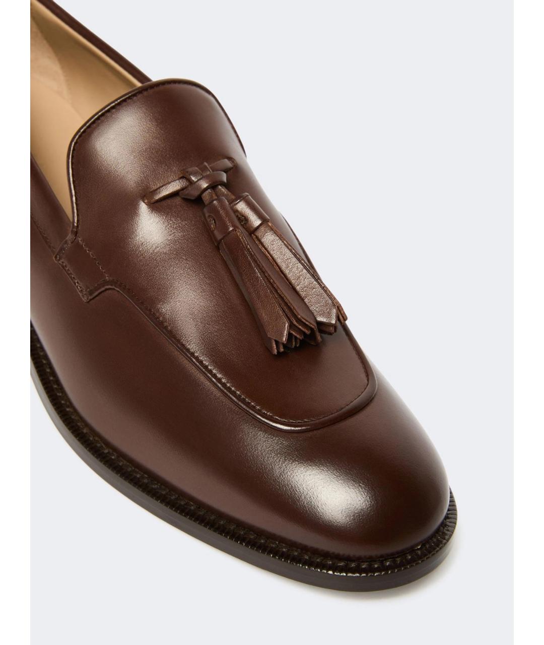 MAX MARA Коричневые кожаные мокасины, фото 3