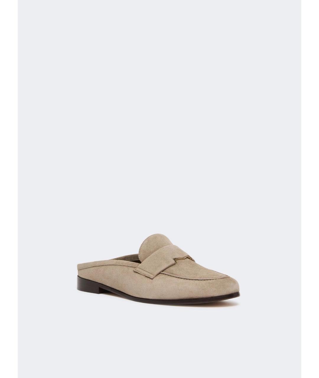 MAX MARA Бежевые замшевые мюли, фото 3